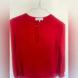 WAYF Red Keyhole Blouse